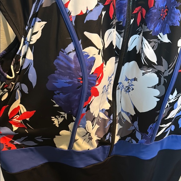 Swimsuits For All Black and Blue One Piece Swimwear with Vibrant Design. Size 28 - Picture 7 of 9